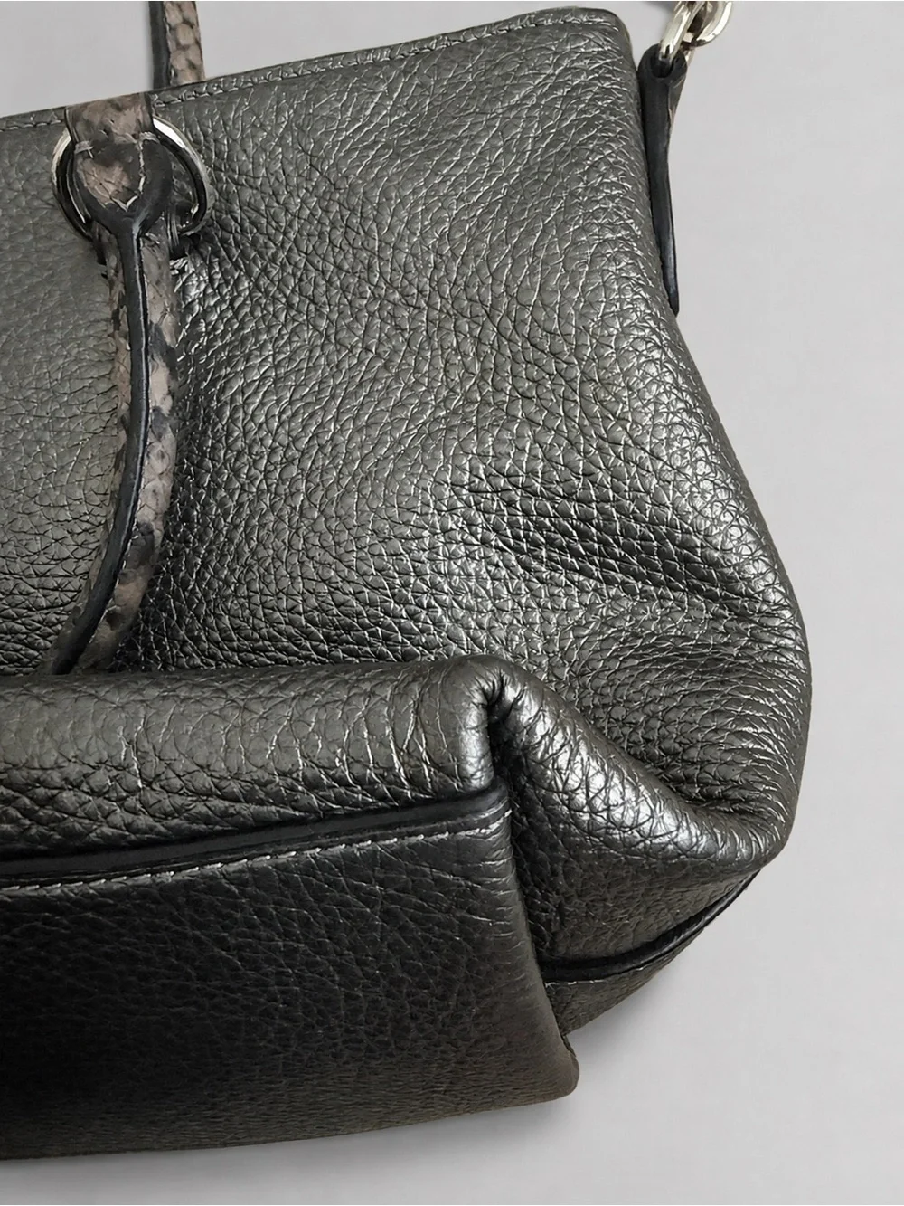 Coach Emma Small Crossbody Satchel Gunmetal Leather Snakeskin Bag Purse EUC